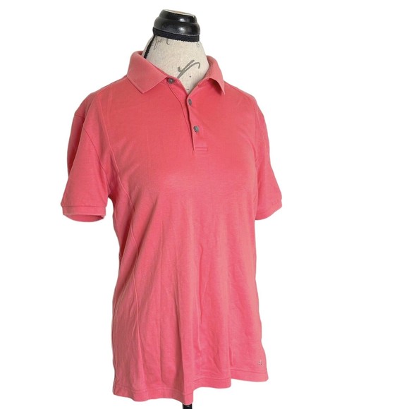 Calvin Klein Mens Body Fit Polo Golf Shirt Size Medium Logo Orange Spring Collar - Picture 2 of 13